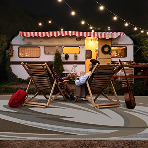 EEZ RV Products 6x9B Reversible/Durable Outdoor Patio/RV Mats - Perfect for Camping, Beach, Picnic in The Park - (6ft. x 9ft., Brown) - color: Brown, size: 6' x 9' (Rectangular)