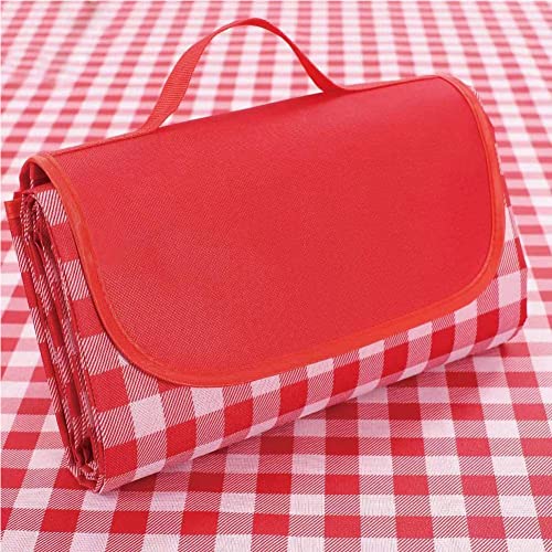 K Y KANGYUN Outdoor Picnic Blanket, Extra Large Beach Blanket, Foldable Lightweight Waterproof Sand Mat, Picnic Blanket 80" x 60" for Beach Camping Hiking Park Patio (Red, 80x80 inch) - color: Red, size: 80x80 inch