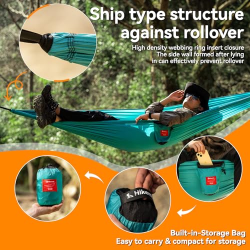 HIKEMAN Hammock for Camping Ultralight Hammocks Gear for Outdoors Backpacking Survival or Travel - Portable Lightweight Nylon - Up to 440lbs(Army Green) - color: Green