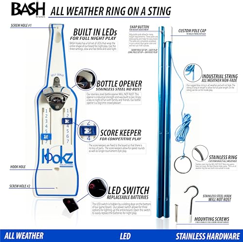 Bottle Bash Brands Hookz LED Ring on a String Game (All Weather - Indoor or Outdoor)