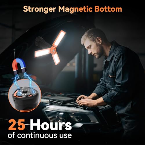 Rechargeable Camping Light with Stand 7ft Max Height, 15000mAh Portable Cordless LED Work Light, 5500 Lumen 6500/4500/3500K Dimmable Emergency Flashlight with Detachable Tripod, Orange - color: Orange