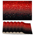 Placemats12x18 Inch,Red Black Gradienr Placemats,Glitter Kitchen Dining Coffee Table Mats Set of 6 for Home Indoor Outdoor Party - color: Red Black Gradienr,glitter