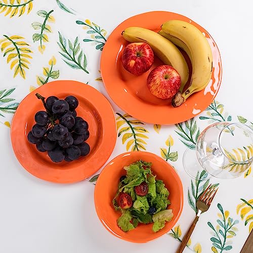 LEHAHA Orange Melamine Dinnerware Set, 12 Piece Kitchen Tableware Plates Bowls Dishes Set, Lightweight Unbreakable Dinnerware Set for 4, Dishwasher Safe and BPA free - color: Orange