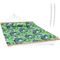 Sunnydaze Quilted Double Hammock for Outside with Spreader Bars and Pillow - 450 lb Capacity, 74x55 Inch Bed, UV Resistant, Quick Dry - Chains Included, Stand Sold Separately - Exotic Foliage - color: Exotic Foliage