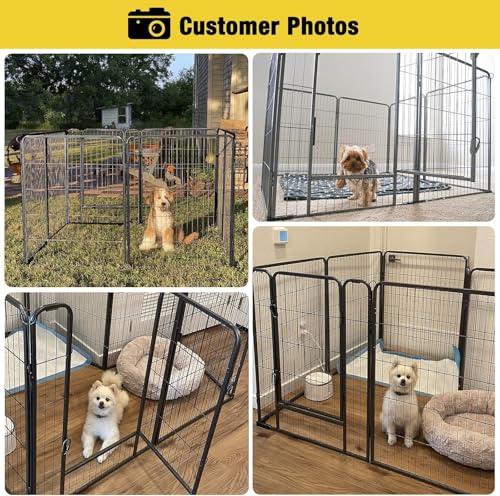 Foldable Metal Pet Dog Exercise Fence Pen with Door Gate, Outdoor Enclosure Kennel for RV Camping Play Yard (31 Inch Height)