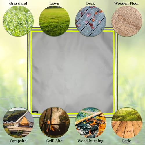 POMOLY Fire Pit Mat,Fireproof Mat Visible at Night-Great for Deck Fire Pit Base,Patio Fire Pits Pad for Outdoor Wood Burning, Wood Floor, Grass, Campsite, Lawn(39.4'' X39.4'') - size: Large