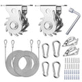 43 Pcs Shade Sail Hardware Kit with Ratchet Winch Wire Tensioner for Rectangle/Triangle Shade Sail Installation, 304 Grade Stainless for Garden, Outdoors (Winch + Hardware Kit + Cables) - size: 43 Pcs Winch Hardware Kits