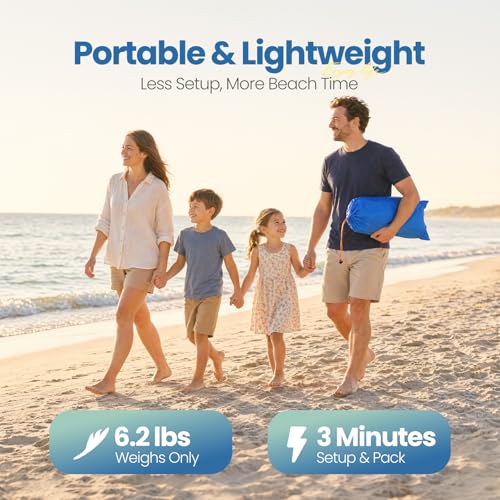 Beach Shelter, Wind-Powered Beach Tent Sun Shelter with UPF50+ UV Protection, Lightweight & Portable Easy Setup Beach Canopy Sun Shade Tent for Family Outdoor Beach Camping & Picnic - color: Fresh Green