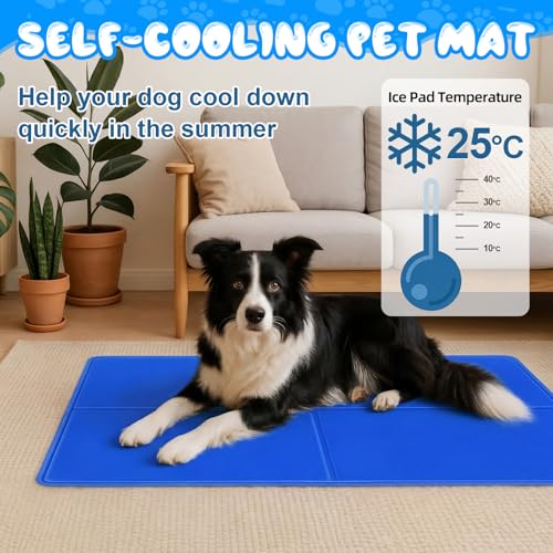 Drydiet 4 Pack Dog Cooling Mat - 13'' X 16'' Solid Gel Self Cooling Mat with Storage Bag Pressure Activated No Refrigeration or Electricity Needed Pet Pad for Dogs & Cats Kennels, Crates, Beds - size: 13'' X 16''