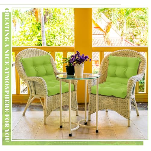 Marsui 4 Pcs Outdoor Indoor High Back Chair Cushions Patio Furniture Tufted Pillow with Ties Water-Resistant Replacement Outdoor Rocking Chair Cushions, 42 x 21 Inches (Fruit Green,Solid Color) - color: Fruit Green, size: Solid Color