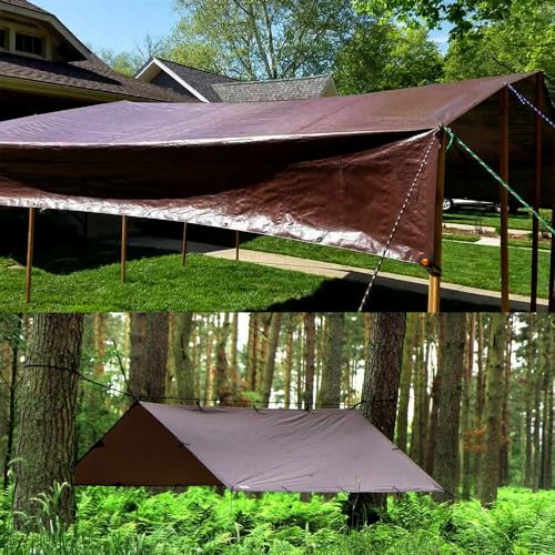12' x 16' Tarps Heavy Duty Thick Waterproof, Poly Canopy Brown+Black Tent Shelter Cover, 18 Mil Tarpaulin Shade, Rip and Tear Proof, UV Resistant Tarpaulin with Grommets and Reinforced Edges - color: Brown+black, size: 12 x 16ft