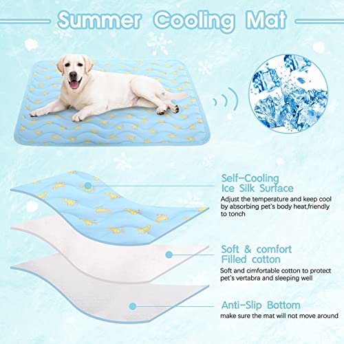 Dog Cooling Mat, Summer Cooling Mat for Dogs, Self Cooling Pad for Small Medium Large Dogs Cats, Non-Toxic Breathable Sleep Bed Summer Pet Bed Puppy Ice Blanket for Kennel Sofa Bed Floor - color: Blue, size: L