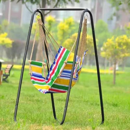 Hammock Chair Stand,Heavy-Duty Steel Hammock Stand,300LBS Multi-Use Swing Stand for Outdoor Indoor，Hammock Chair not Include, Black (Fast Delivery from USA)