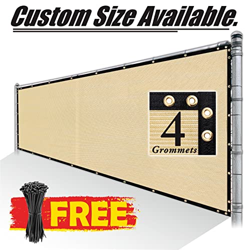 Royal Shade 4' x 12' Beige Fence Privacy Screen Windscreen Cover Netting Mesh Fabric Cloth - Cable Zip Ties Included (We Make Custom Size) - color: Beige, size: 0 4' x 1 2'