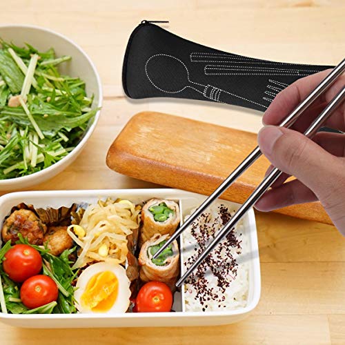 Arroyner 3 Pack Reusable Flatware Sets Knife, Fork, Spoon, Chopsticks, 12Pcs Portable Travel Stainless Steel Tableware Dinnerware with Carrying Case - size: 3Pack-12PCS