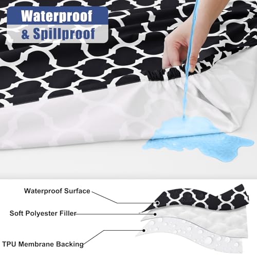 Smiry 2 Pack Rectangle Table Cloth 4 Foot, Waterproof Elastic Fitted Tablecloths, Windproof Washable Polyester Table Cover for Picnic, Camping, Outdoor (Black, 30"x48") - color: Black, size: 30"x48"