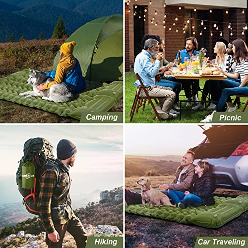 MOXILS Sleeping Pad, Ultralight Inflatable Sleeping Pad for Camping, Built-in Pump, Ultimate for Camping, Hiking, Airpad, Carry Bag, Repair Kit, Compact & Lightweight Air Mattress(Green) - color: Green
