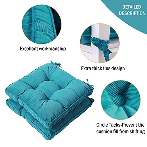 Furlide Chair Pads with Ties Indoor Outdoor Cushions 18 x 18 Inch for Dining Chairs Set of 2, Square Blue - color: Blue