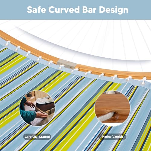 SUNCREAT Portable Outdoor Hammock with Stand Included, Double Hammock with Stand for Outside, Yellow Blue - color: Yellow Blue