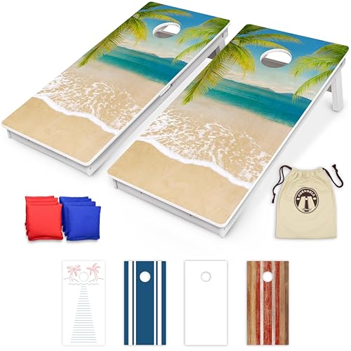 GoSports 4 x 2 ft Commercial Ultra Durable Cornhole Board Set – All-Weather Regulation Size, Ready-to-Play for Family Backyard Games, Tailgates, Outdoor Party, and Venues - color: Beach