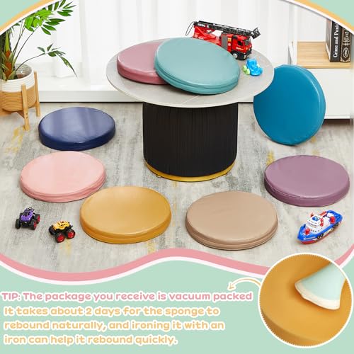 Juexica 8 Pcs Extra Thick Flexible Seating Floor Cushion Assorted Colored Floor Pillow Classroom Seat Cushion Soft Classroom Seating for Kid Learning(Morandi Color,13.8 x 13.8 x 2 Inch,Round) - color: Morandi Color