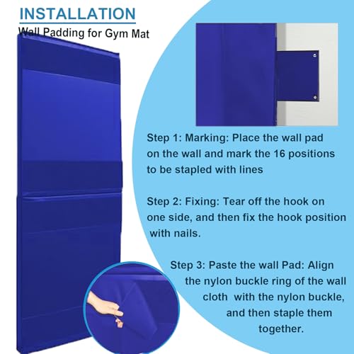 Basketball Wall Panels, 2" Thick Wall Pads for Gym, Gym Wall Padding with Waterproof Leather, Anti Collision Padded Foam Mat Protection for Kids Basketball Hoops - color: Blue, size: 60"x24"x2"