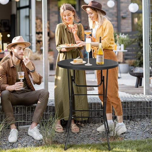 Nice C Plastic High Top Round Table, Portable Cocktail Bar Table, 31.5" Folding Counter Height Tables, Waterproof Outdoor/Indoor Tables for Parties, Weddings, Camping, Backyard (Black, 2 Pack) - size: Black 2 Pack