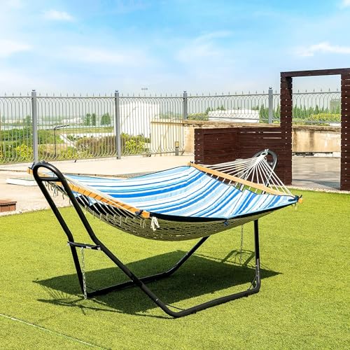 Moccha Steel Hammock Stand for 2 Person, Indoor Heavy Duty Hammock Stands with Adjustable Frame & 450 LBS Capacity, Portable Hammock Stand Only Fits 9 to 13 Ft for Outside, Yard, Patio, Garden
