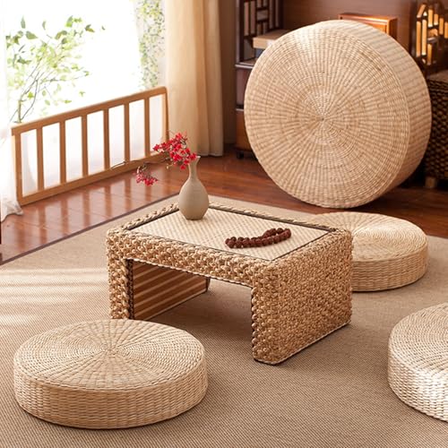Tatami Floor Pillow Sitting Cushion Bigger Size,Round Padded Room Floor Straw Mat for Outdoor Seat Cushion Sitting for Adults, Tatami Pillow for Living Room,Fast Delivery from USA 40cm