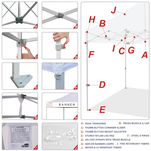 Eurmax USA 8x12ft Pop Up Canopy, Commercial Instant Tent for Outdoor Events, Patented No-Tip Rolling Storage Bag with 4 Sandbags, UV & Water Resistant, Heavy Duty Portable Shelter Gazebo,White - color: White, size: 8x12