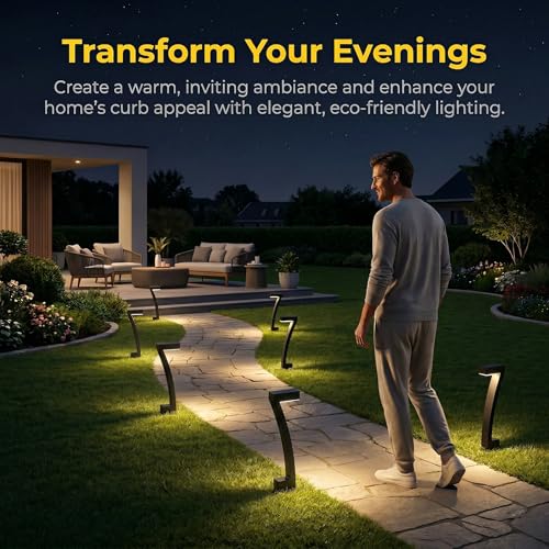 Solar Lawn Lights 7-Shaped Solar Walkway Light Outdoor IP65 Waterproof Dusk to Dawn for Driveway, Lawn, 6 Pack