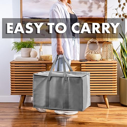 Carrywell (Not Made In China) Insulated Food Delivery Bags, XXXL Pizza Delivery and Reusable Warming Bag For Catering, Thermal Insulation Tote for Hot and Cold Food, Doordash - color: Gray, size: 1 pack, style: Xxxl Insulated