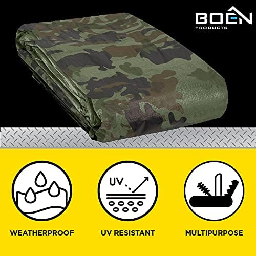 Heavy Duty Tarp Waterproof Large Cover | Camo, 8' x 10' 6 Mil Thick | Rip Proof Tarps | Thick Weave Material, UV Resistant Great for Tarpaulin Canopy Tent, Boat, RV or Pool Cover - color: Camo - 6 Mil, size: 8' x 10'