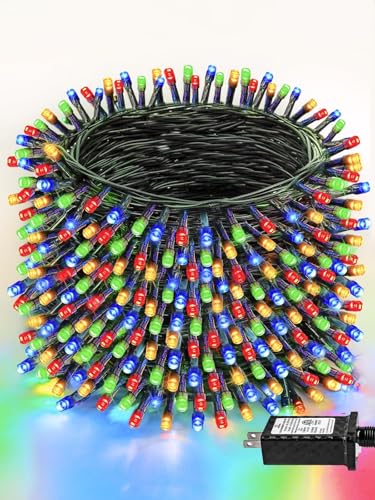 Upgraded 264FT 800 LED Christmas Lights Outdoor Indoor, Xmas Green Wire Plug In String Lights with Memory & Timer & 8 Modes, Waterproof Fairy Light for Tree Party Garden Christmas Decor (Multicolor) - color: Multicolor, size: 800LED