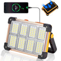 120W Solar Rechargeable Work Light, 144 LED 10000LM Portable Flood Light with Stand, IP66 Waterproof 4 Modes LED Job Site Lighting Flashlights for Mechanic Camping Fishing Car Repair - style: Yellow 1 Pack