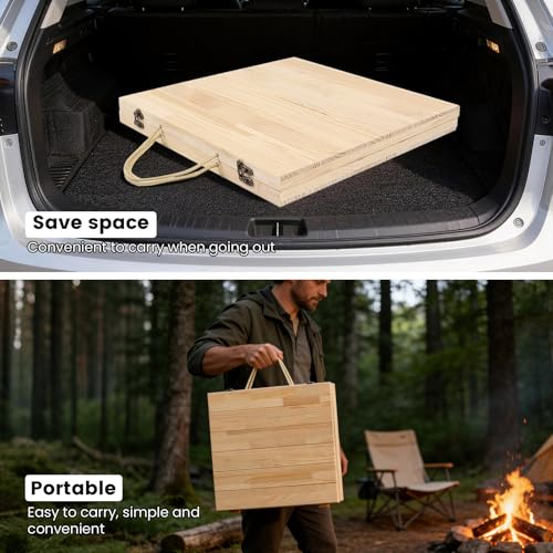 44" x 22" Boho Low Picnic Table, Portable Beach Table with Tablecloth and Adjustable Legs, Solid Wood Foldable, Indoor Outdoor for Beach Camping BBQ Wedding Party Family Gatherings