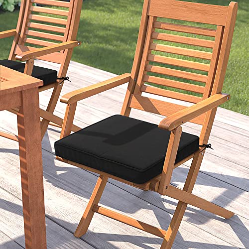 Magpie Fabrics Indoor Outdoor Waterproof Square Chair Cushion, 18" x 18" x 2.5", 2 Pack, Water Resistant Seat Cushions, for Patio Garden Office, Black - color: Black
