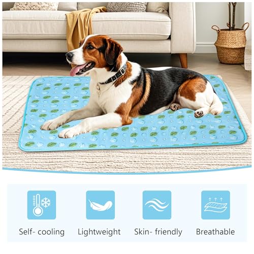 DELIFUR Cat Cooling Mat- Pet Cooling Mat Outdoor for Dogs Ice Pad for Kitten Cat Puppy Machine Washable (Medium, Blue Ice) - color: Blue Ice, size: M: 27.5" x 19.5"