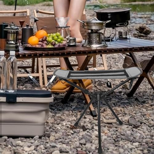 PRETYZOOM Portable Folding Footrest Stool Ultralight Compact Camping Chair Picnic Beach Fishing Outdoor Hiking Stool with Carry Bag