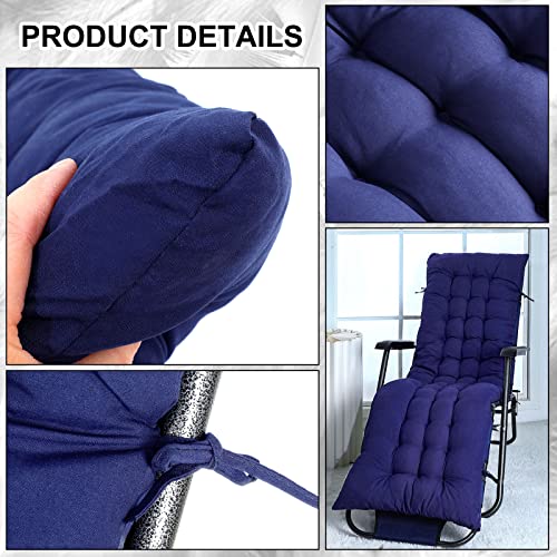 67 x 19 Inch Chaise Lounge Cushions Soft Lounge Chair Cushion Gravity Chair Cushion Sofa Lawn Furniture Cushion Pad with 6 Tie for Outdoor Indoor Patio Home Without Headrest (Navy Blue,2 Pcs) - color: Navy Blue