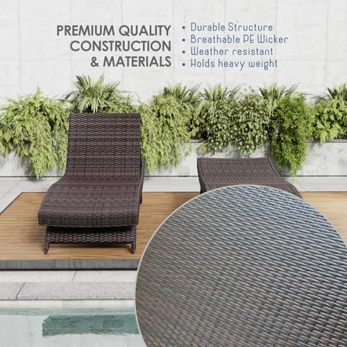 Nestl Chaise Lounge Chair Outdoor Set of 4, Wicker Patio Lounge Chair, Outdoor Lounge Chair with Reclining Backrest - size: Set of 4