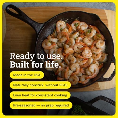 Lodge Seasoned Cast Iron Skillet Set 8, 10.25 & 12 Inches - PFAS-Free, Non-Toxic Cookware - Use with an Oven, Stove, Grill, or Campfire - Naturally Non-Stick & Oven Safe - size: 8 Inch, 10.25 Inch, 12 Inch (3 Count Set)