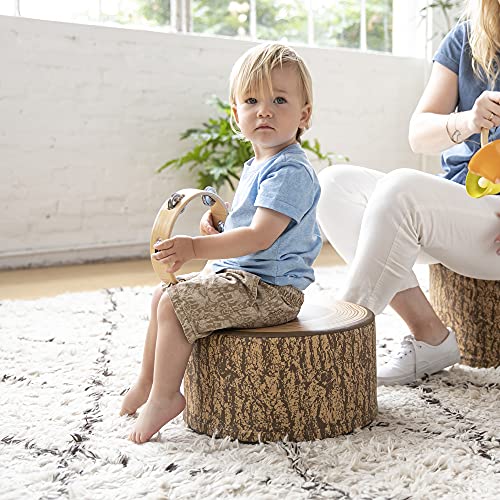 ECR4Kids SoftZone Tree Stump Stool Seating Set, Classroom Furniture, Chocolate, 3-Piece