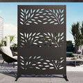 Modern Shade 4x6 FT Metal Privacy Screen with Artistic Modular Designs Decorative Patio Privacy Fence & Garden Divider, Freestanding Outdoor Metal Fence Panel, Weather-Resistant (Willow Drift) - size: 1 Panel (Willow Drift)
