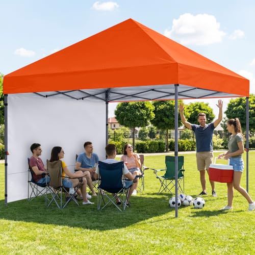 ABCCANOPY Easy Pop up Canopy Tent with 2 Sidewalls for Outdoor Sun Blocking or Rain Protection,10x10, Orange - color: Orange, size: 10x10