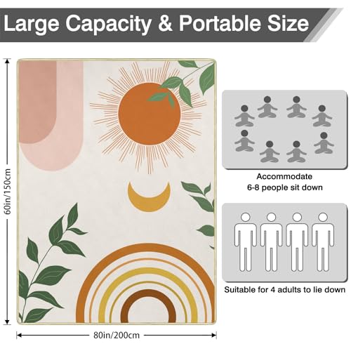 Supfitness Extra Large Picnic Blankets Waterproof Foldable (60"x 80") Boho Beach Blanket Waterproof Sandproof,3-Layer Thicking Mat Outdoor Packable Camping Blanket - color: Orange, size: 5' x 6'8" (Rectangular)