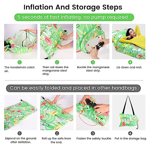 Inflatable Lounger, Ultralight Portable Ergonomic Beach Bed Air Sofa Couch Waterproof Anti-Air Leaking for Indoor Outdoor Hiking Camping Traveling, No Pump Required (Color G) - color: Color G
