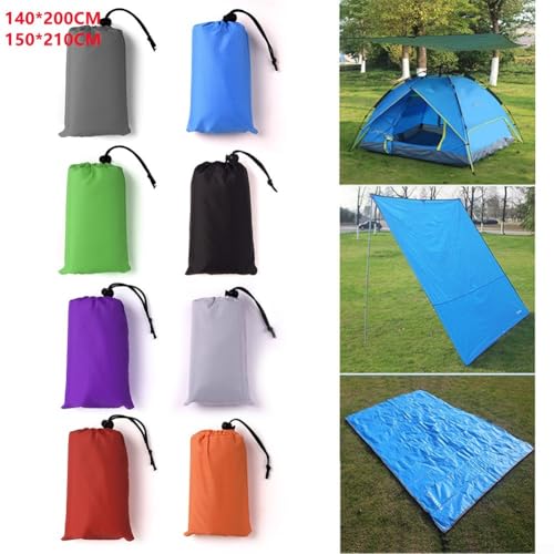 210T Polyester Camping Tarps, Waterproof Rain Fly Sun Shade Shelters With 6 Tie Points For Hiking Backpacking Beach Picnic(Black 150x210CM) - color: Black 150x210cm