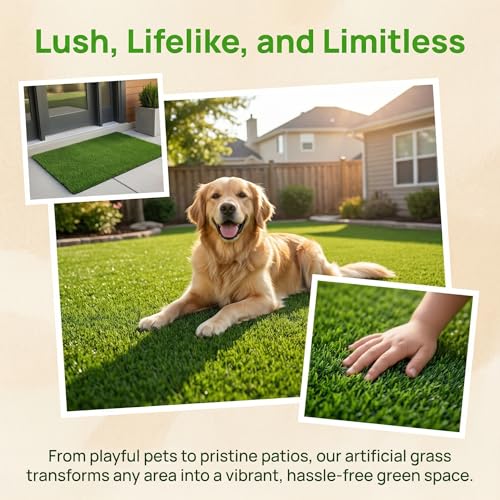 Fasmov Green Artificial Grass Rug Grass Carpet Rug 3.2' x 6.5', Realistic Fake Grass Deluxe Turf Synthetic Turf Thick Lawn Pet Turf -Perfect for Indoor/Outdoor