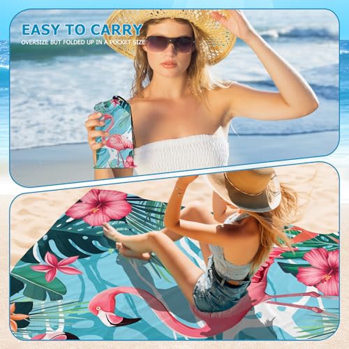 Beach Blanket Waterproof Sandproof, Flamingo Oversized Extra Large Picnic Mat 83"×95"/8 × 7 FT for 1-7 Adults for Travel Camping Hiking, Quick Drying Lightweight Outdoor Beach Vacation Essentials - color: Flamingo